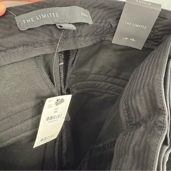 The Limited Drew Fit Women's Black Velvet and Leather Trousers Size 8 - Picture 5 of 8